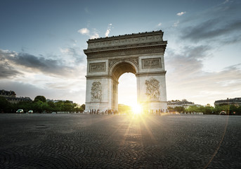 Triumphal Arch at sunset, Paris, France