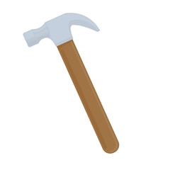 Claw hammer on white background, cartoon illustration of repair tool. Vector
