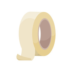 Roll of masking tape on white background, cartoon illustration of repair tool. Vector