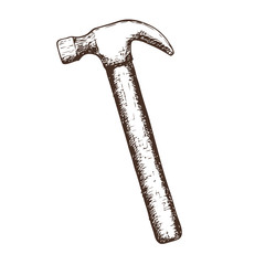 Claw hammer on white background, cartoon illustration of repair tool. Vector