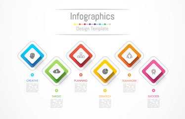 Infographic design elements for your business data with 6 options, parts, steps, timelines or processes. Vector Illustration.