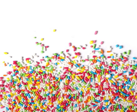 Colorful Candy Sprinkles Isolated On White Background