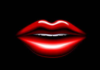 Obraz premium red vector lips on black background