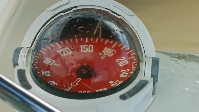 Sailboat compass close up