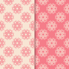 Floral seamless patterns. Set of pink vertical wallpaper backgrounds