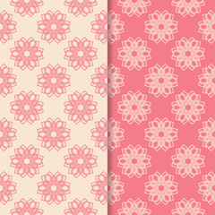 Floral seamless patterns. Set of pink vertical wallpaper backgrounds