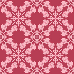 Red floral seamless background. Ornamental pattern