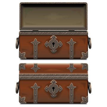 Vector Empty Old Pirate Forged Chest