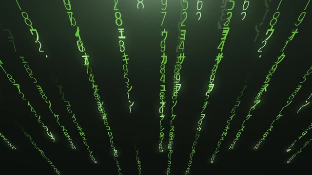 Falling green matrix code
