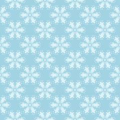 White and blue floral ornament. Seamless pattern