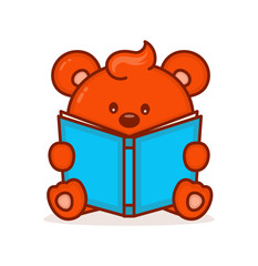 Cute little bear read book. 