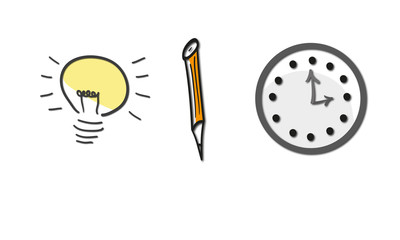 idea pen and clock for the office work vector illustration isolated icon