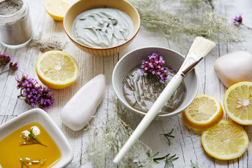 Natural mud spa treatment with ingredients