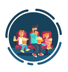 Visit to Cinema with Father Poster Illustration