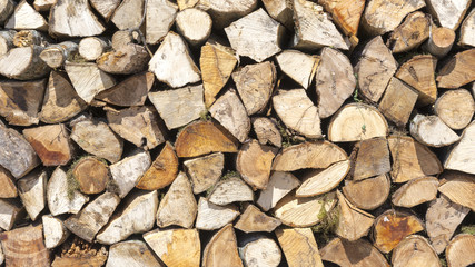 Wooden firewood on the street