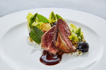 Beautifully plated gourmet food on plate