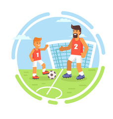 Happy Fathers Day Poster with Son and Dad Vector