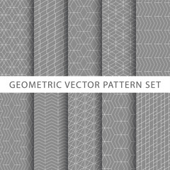 Geometric gray vector pattern set
