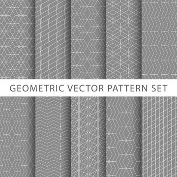 Geometric gray vector pattern set