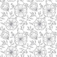Seamless vintage flower vector pattern