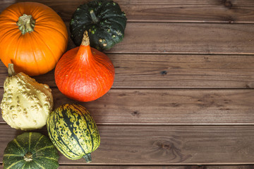 Pumpkins, different types,good for eat and decorative with place for text