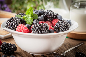 Mix of berries in a bowl.
