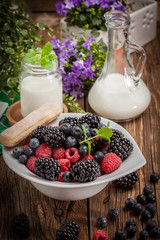 Mix of berries in a bowl.