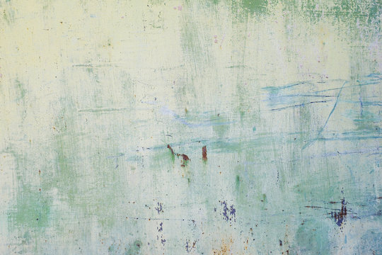Detail of old, painted metal wall, Provence, France