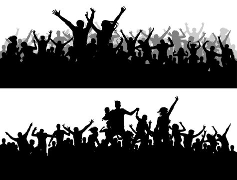 Crowd concert vector silhouette. Sports Championship fans. A large of people party