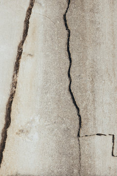 Fracture and crack in limestone wall from quarry
