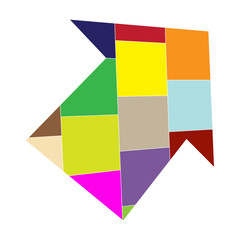 Vector image of a pointing arrow from colored geometric shapes