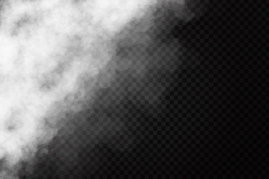 Vector realistic isolated smoke effect on the transparent background. Realistic fog vector illustration.
