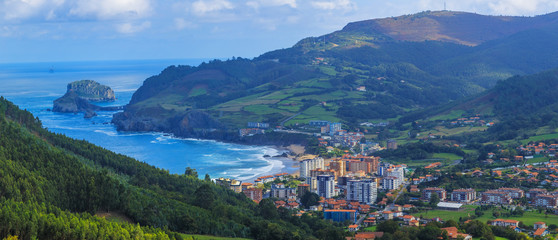 View to Bermeo city from the top of mountains 