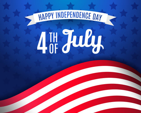 Fourth of July greeting card template. Happy Independence day USA 4 th July in United States of America. Vector illustration. EPS 10