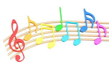 Naklejka premium Colorful Music Notes, 3D rendering