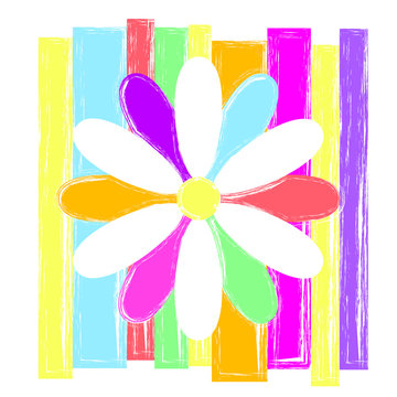 Bright flower, logo. Colorful illustration.