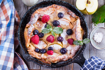 Pancake baked in the oven for iron skillet
