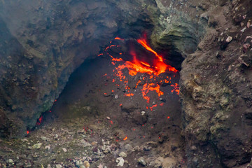 Molten lava in Telica volcano crater, Nicaragua