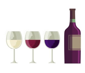 wine bottle and glasses