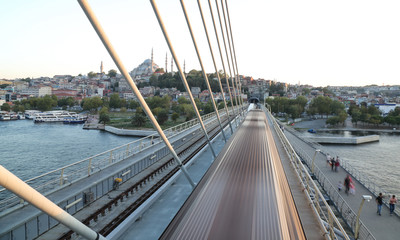 Obraz premium Golden Horn Metro Bridge in Istanbul, Turkey