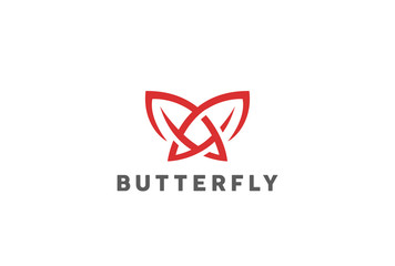Butterfly Mascot Tattoo Logo design vector template Linear style