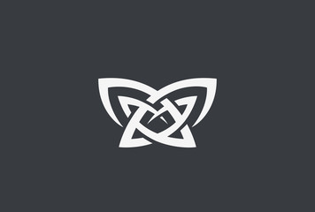 Butterfly Mascot Tattoo Logo design vector template Linear style