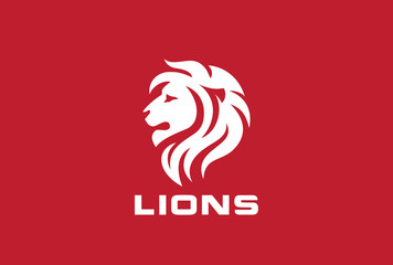 Lion Head Silhouette Logo vector. Wild animal Zoo Logotype icon