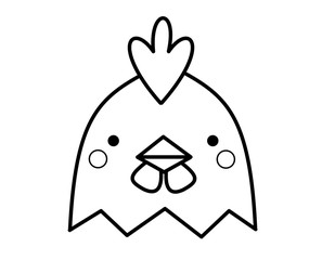 鶏の顔(線画、頬)