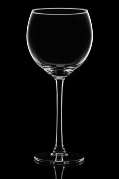 glass wine glass isolated on black background