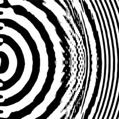 Radial waves with interference patterns,  Black and white optical illusion style vector design
