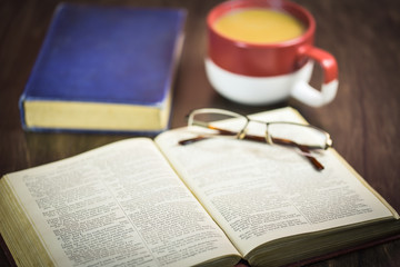 Books with a cup of coffee