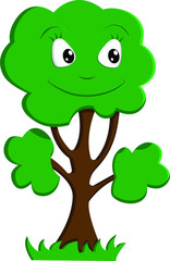 Illustration cartoon of a cheerful tree enjoying a good day 