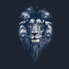 Raamstickers Portrait of a Beautiful lion, lion in the dark, oil paints, soft lines © Baranov
