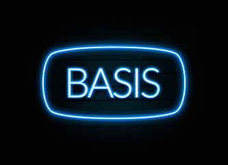 Basis  - colorful Neon Sign on brickwall